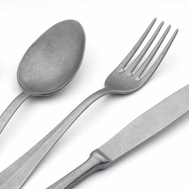 24 cubiertos de acero inoxidable Diseño de lujo Estilo retro vintage