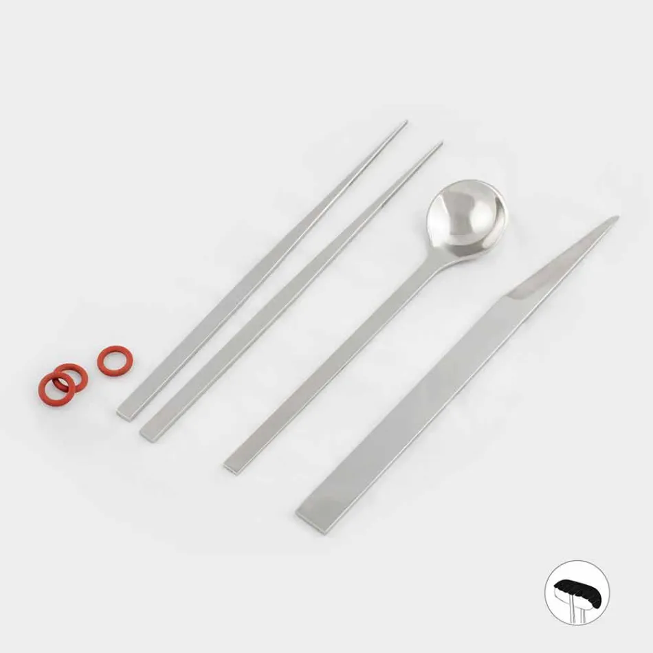Cubiertos de acero inoxidable con palillos de diseño italiano de lujo - Carronde Viadurini