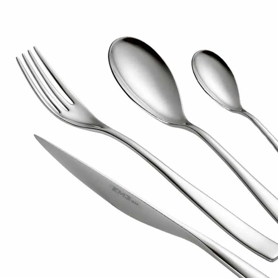 Cubiertos de diseño de lujo de 24 piezas en acero pulido con chorro de arena o coloreado - Timidy Viadurini