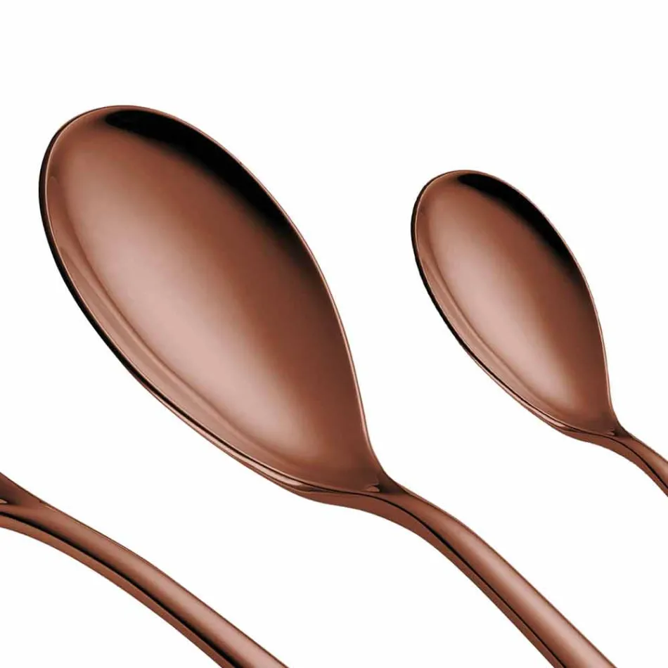 Cubiertos de diseño de lujo de 24 piezas en acero pulido con chorro de arena o coloreado - Timidy Viadurini