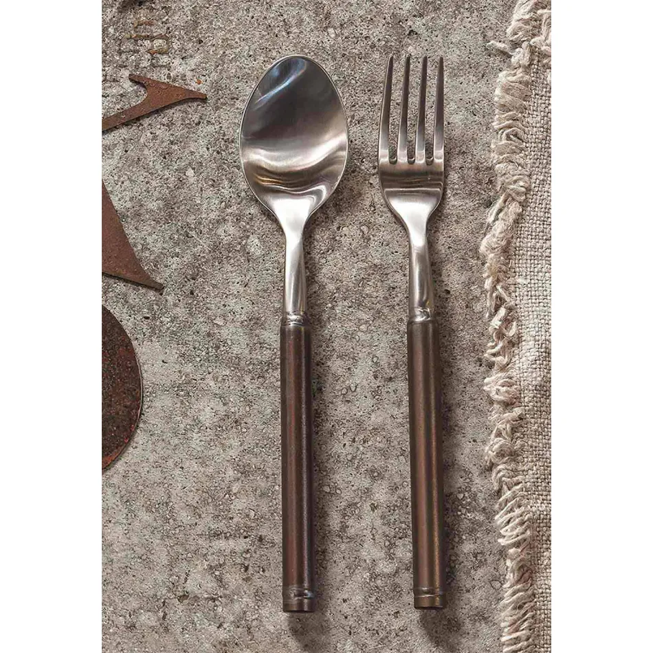 Cubiertos de acero satinado de 24 piezas de diseño artesanal italiano - Damerino Viadurini