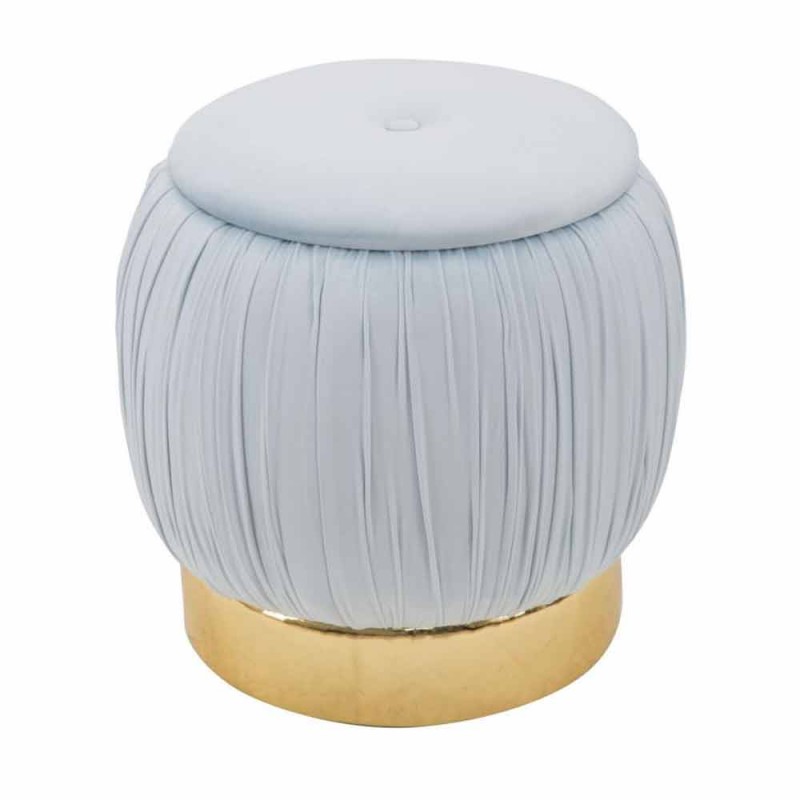 Puf contenedor redondo de color moderno en madera y tela