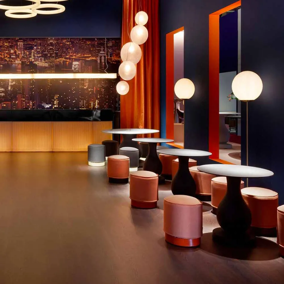 Puf para exterior, en polietileno y tela o cuero - Mara Slide Viadurini