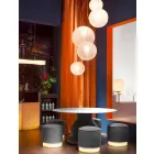 Puf para exterior, en polietileno y tela o cuero - Mara Slide Viadurini