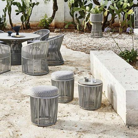 Puf de jardín con cesta de aluminio y tejido - Tibidabo by Varaschin Viadurini