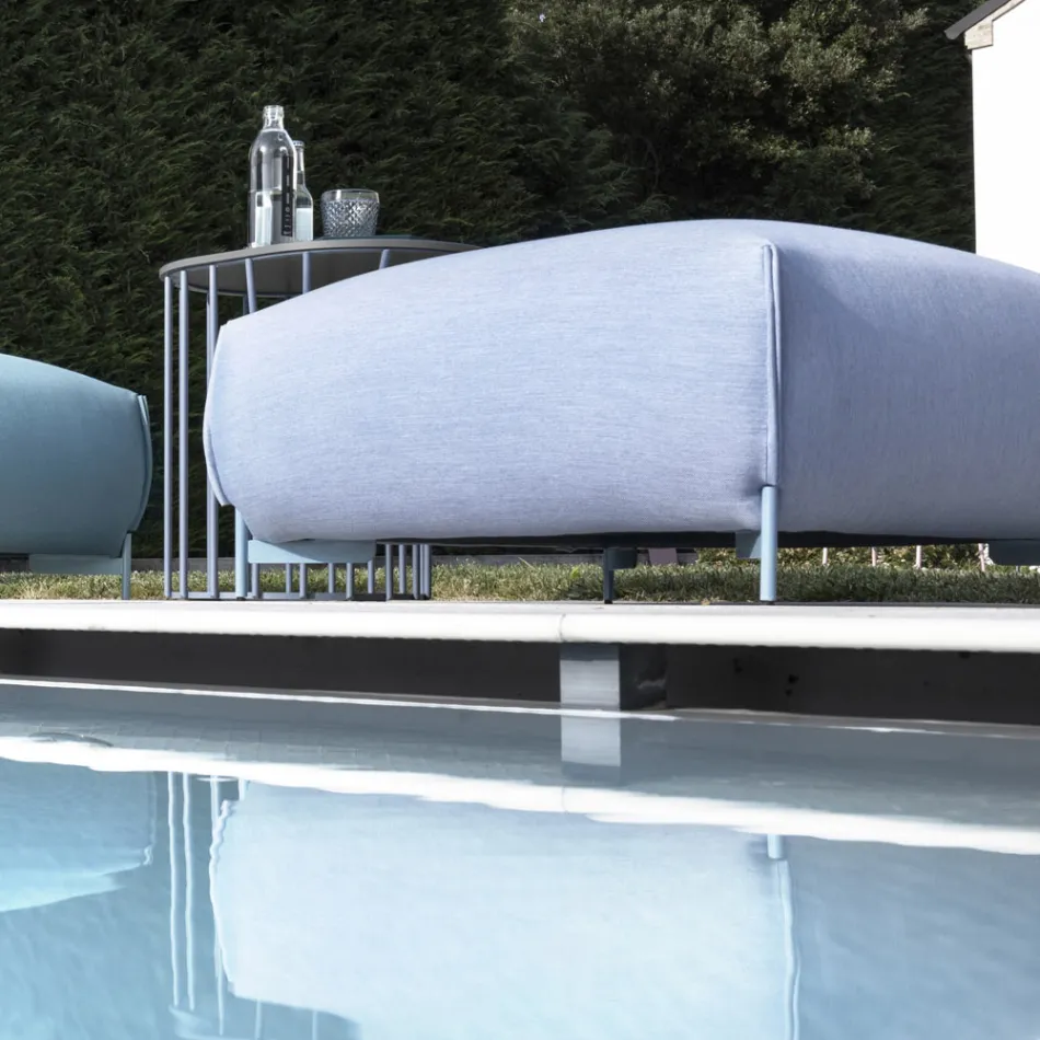 Puf de Jardín Acolchado y Revestido en Tela Made in Italy - Butter Viadurini