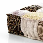 Puf étnico cuadrado en tela de patchwork o terciopelo - fibra Viadurini