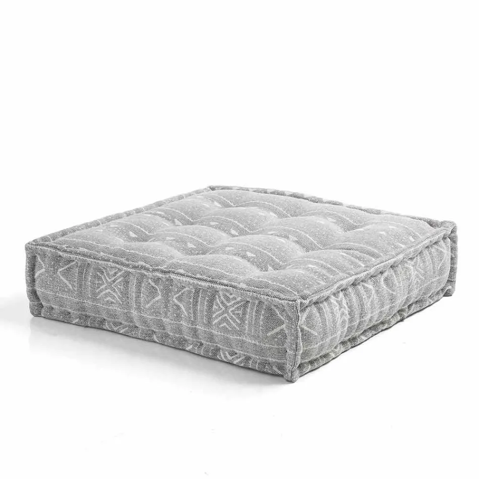 Puf étnico cuadrado en tela de patchwork o terciopelo - fibra Viadurini