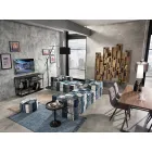 Puf étnico cuadrado en tela de patchwork o terciopelo - fibra Viadurini