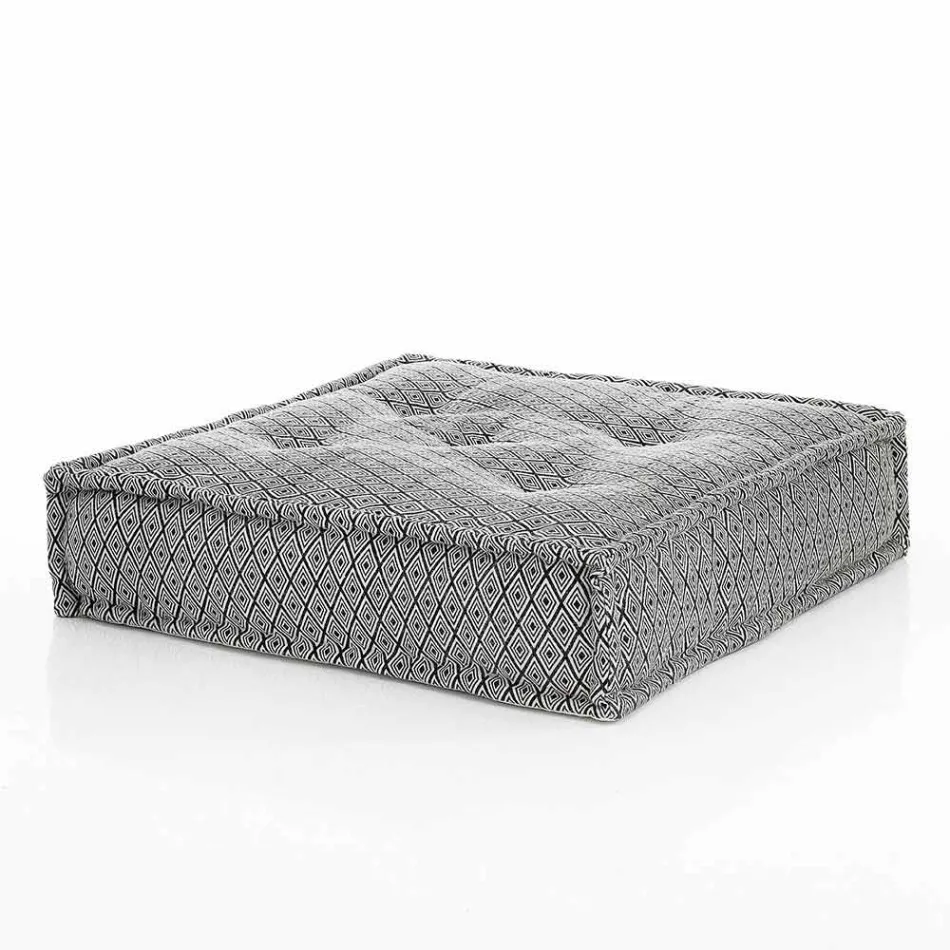 Puf étnico cuadrado en tela de patchwork o terciopelo - fibra Viadurini