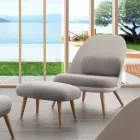 Puf de diseño en madera de haya y tejido moderno hecho en Italia Arezzo Viadurini