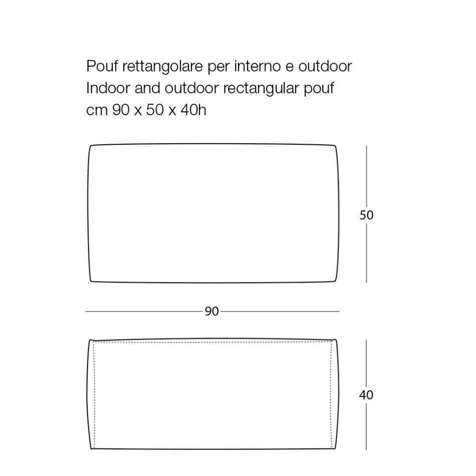 Puf otomano rectangular suave para interior y exterior en tela - Naemi Viadurini