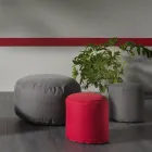 Puf redondo suave para salón interior o exterior en tela de colores - Naemi Viadurini