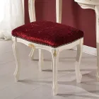 Puf Estilo Clásico en Madera de Nogal y Tejido Made in Italy - Lujo Viadurini