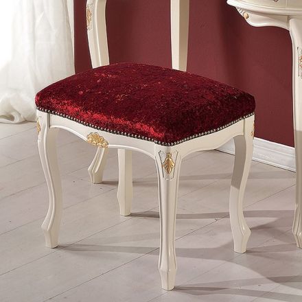 Puf Estilo Clásico en Madera de Nogal y Tejido Made in Italy - Lujo Viadurini