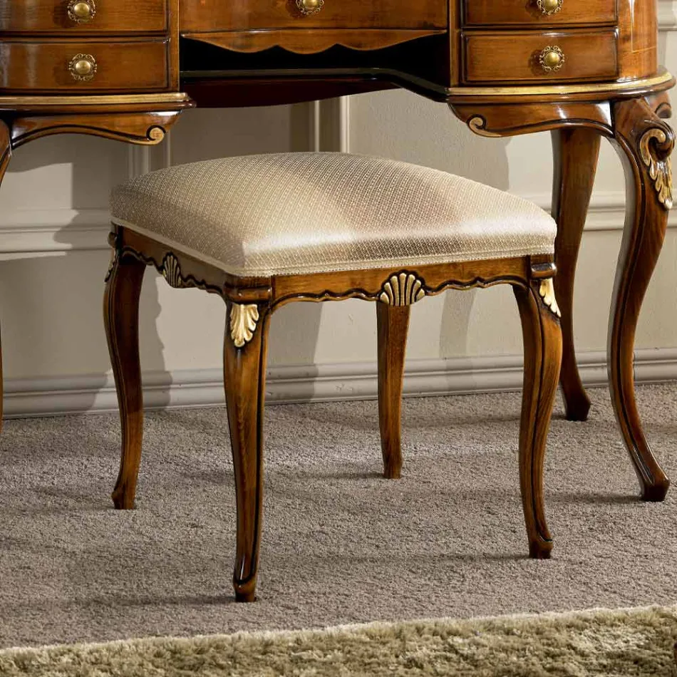 Puf Estilo Clásico en Madera Revestida en Tela Made in Italy - Cambrige Viadurini