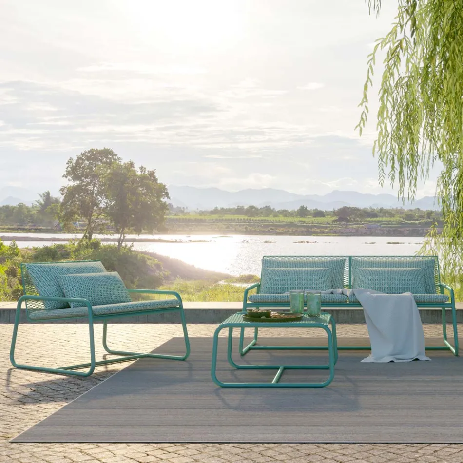 Mesa de centro tipo puf para jardín de diseño en metal coloreado Made in Italy - Karol Viadurini