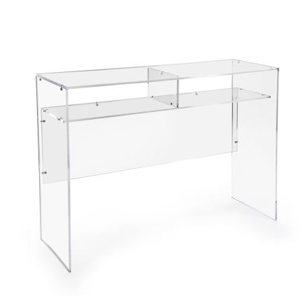 Escritorio práctico independiente de plexiglás transparente fabricado en Italia - Ghea Viadurini