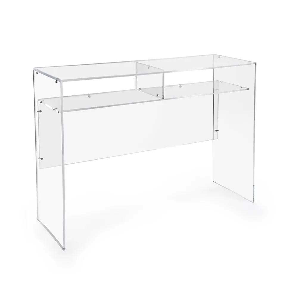 Escritorio práctico independiente de plexiglás transparente fabricado en Italia - Ghea Viadurini