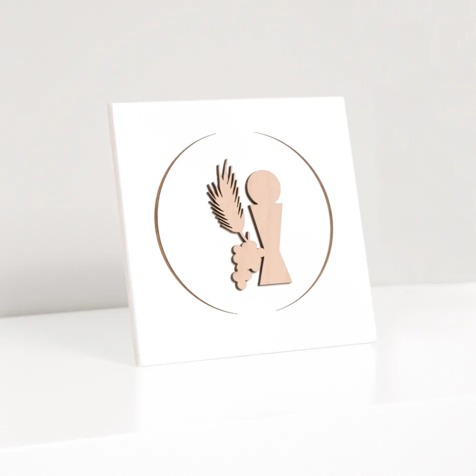 Cuadro pequeño que representa el Cáliz de la Comunión Grabado con Láser Made in Italy - Philippe Viadurini