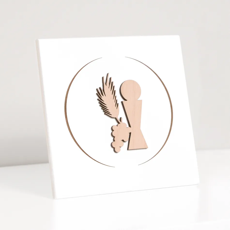 Cuadro pequeño que representa el Cáliz de la Comunión Grabado con Láser Made in Italy - Philippe Viadurini