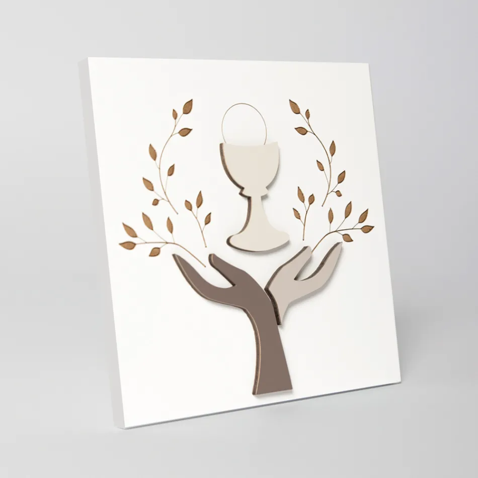 Cuadro Realizado con Grabado Láser de Olivo y Hostia Made in Italy - Joel Viadurini