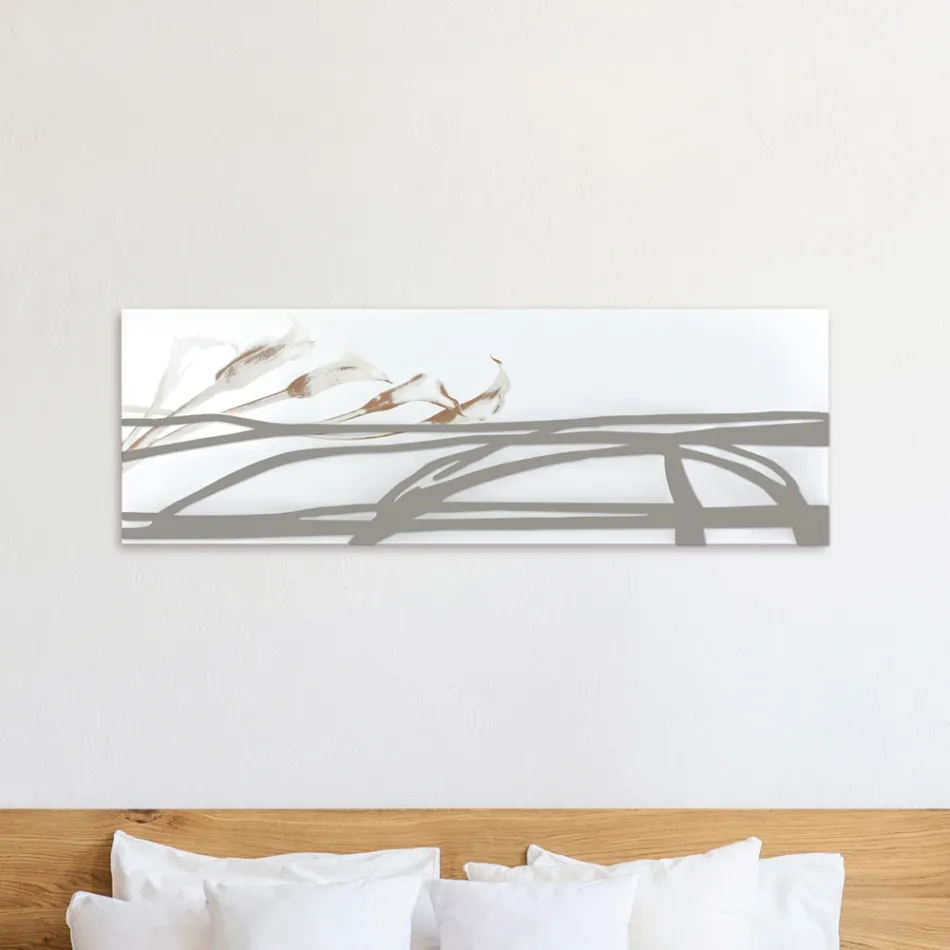 Pintura con formas abstractas hechas con láser Made in Italy - Grace Viadurini