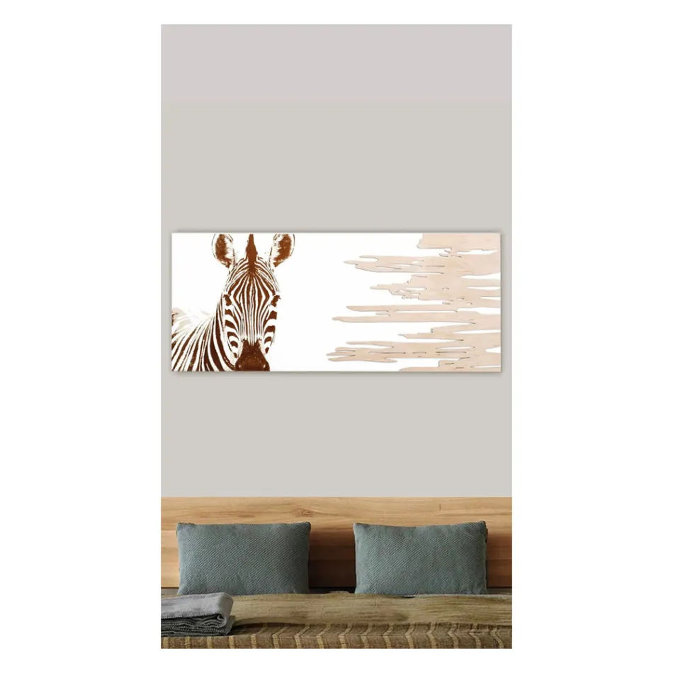 Pintura con Cebra Hecho con Láser Made in Italy - Yuuka Viadurini