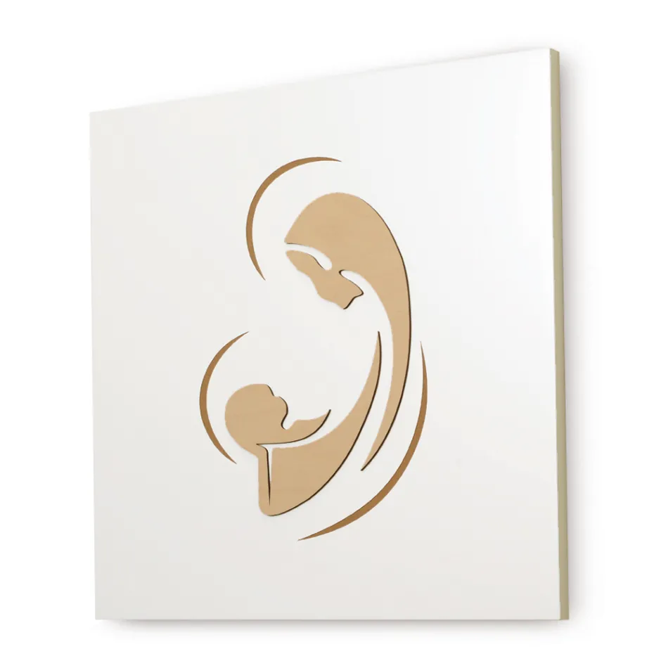 Imagen de la Virgen con el Niño grabada con láser Made in Italy - Bashira Viadurini