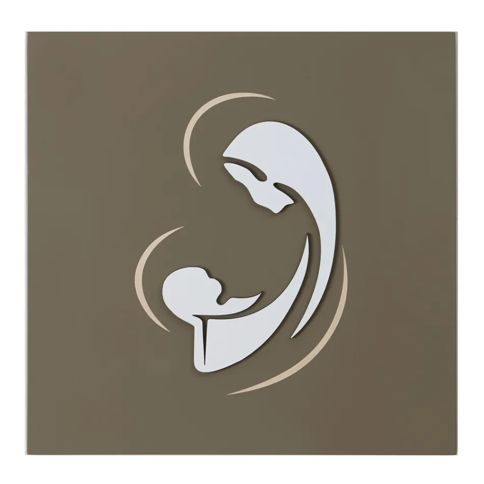 Imagen de la Virgen con el Niño grabada con láser Made in Italy - Bashira Viadurini