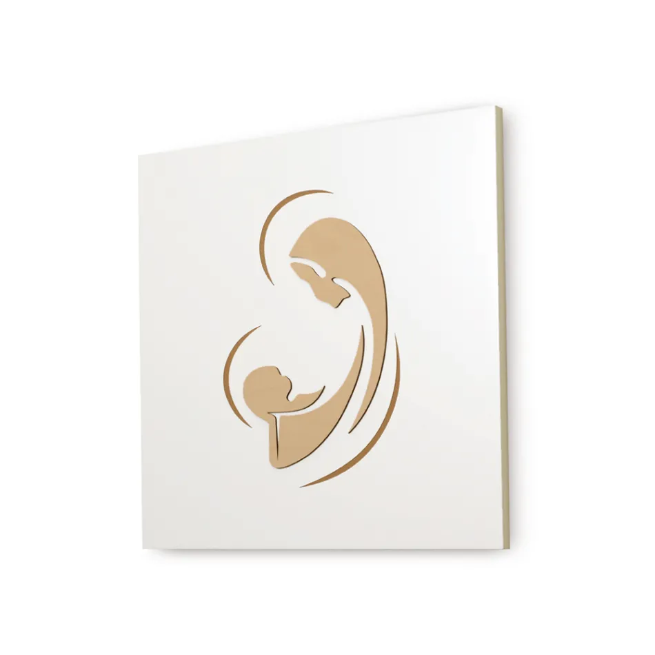 Imagen de la Virgen con el Niño grabada con láser Made in Italy - Bashira Viadurini