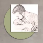 Cuadro de madera con estampado de padre besando a su hijo Hecho en Italia - Bélgica Viadurini