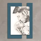 Cuadro de madera con impresión de hombre con niño Made in Italy - Kosovo Viadurini