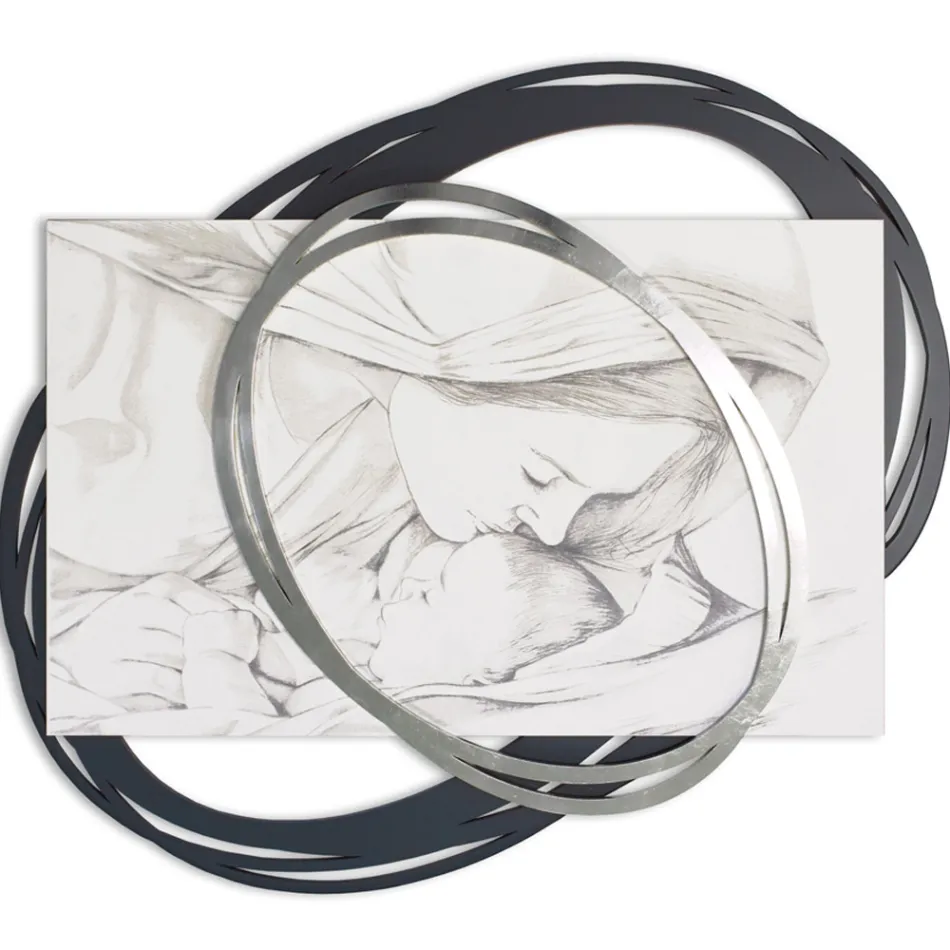 Cuadro Grabado con Láser con el Beso de María a Jesús Made in Italy - Sylvie Viadurini