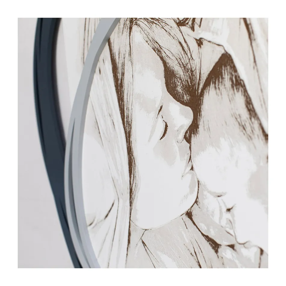 Cuadro Grabado con Láser con el Beso de María a Jesús Made in Italy - Sylvie Viadurini