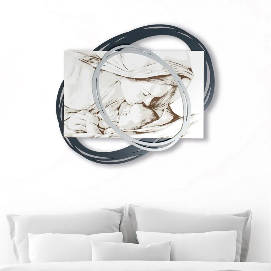 Cuadro Grabado con Láser con el Beso de María a Jesús Made in Italy - Sylvie Viadurini