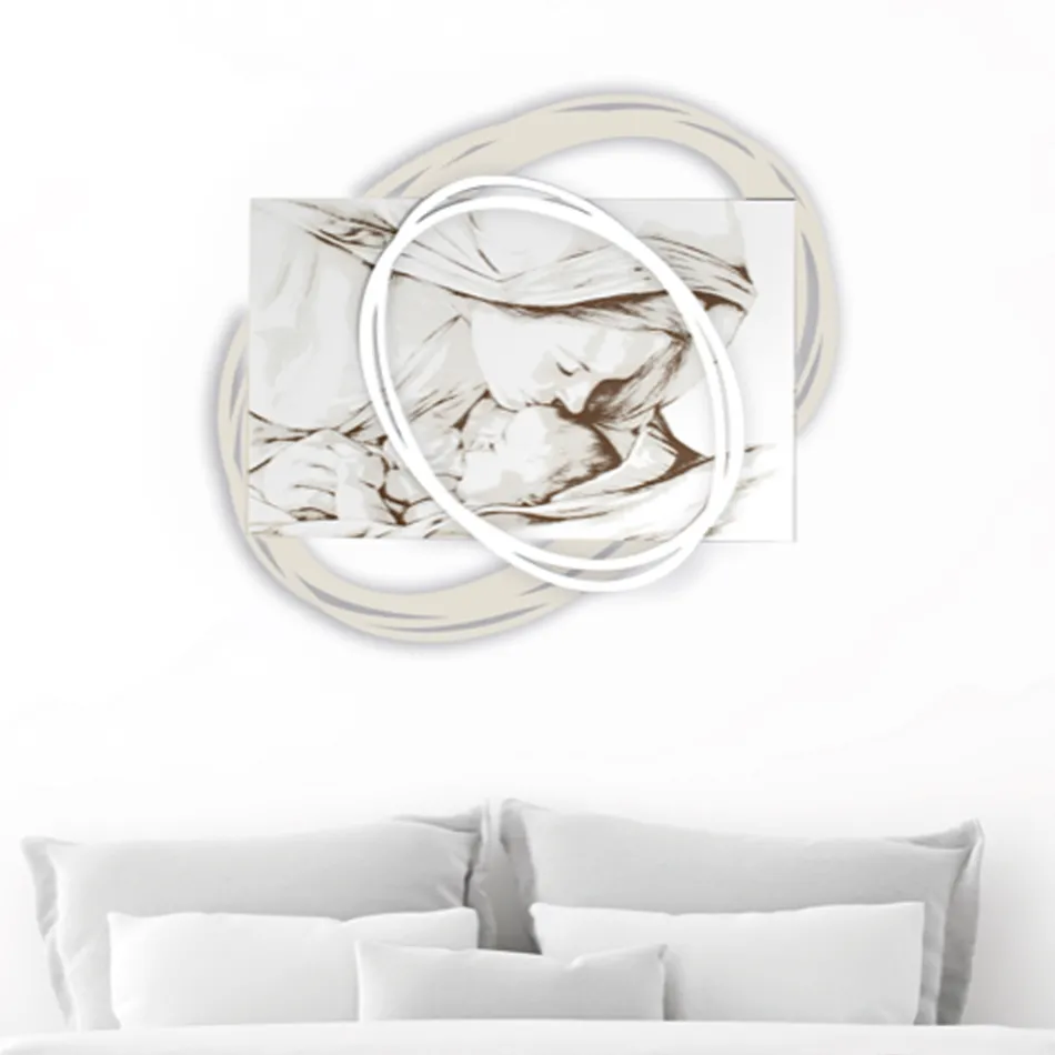 Cuadro Grabado con Láser con el Beso de María a Jesús Made in Italy - Sylvie Viadurini