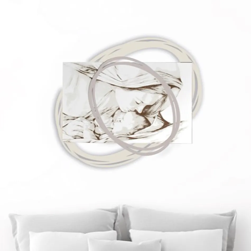 Cuadro Grabado con Láser con el Beso de María a Jesús Made in Italy - Sylvie Viadurini