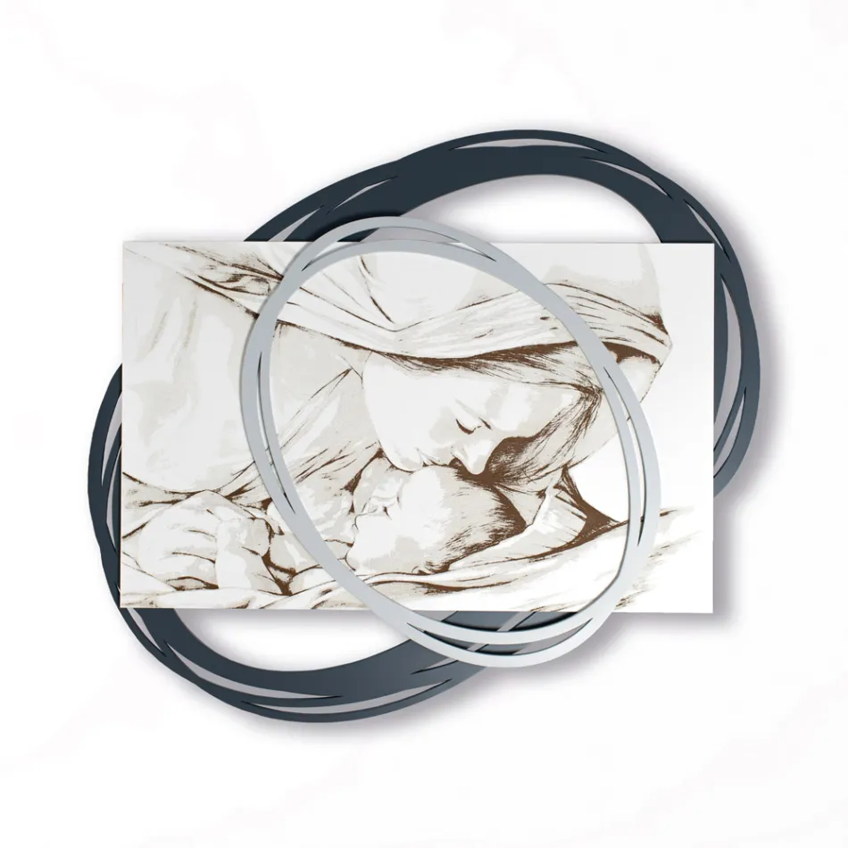 Cuadro Grabado con Láser con el Beso de María a Jesús Made in Italy - Sylvie Viadurini