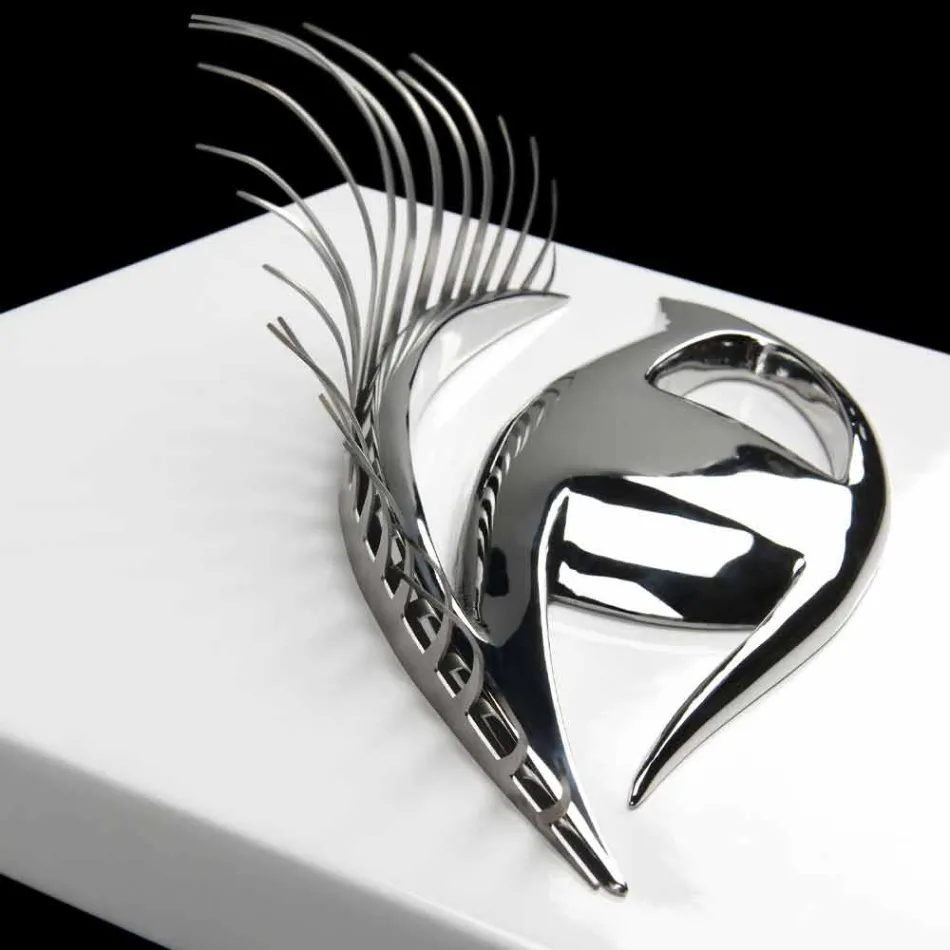 Marco artesanal moderno en madera, acero y resina Made in Italy - Ojo Viadurini