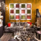 Cuadro de pared moderno en metal y flores artificiales Made in Italy - Trimo Viadurini