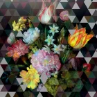 Cuadro de pared de vidrio moderno con estampado floral Made in Italy - Ganza Viadurini