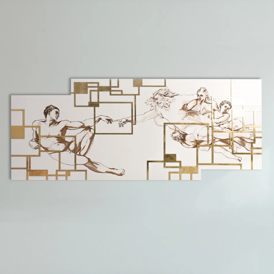 Cuadro realizado con láser que representa la creación Made in Italy - Pirucchio Viadurini