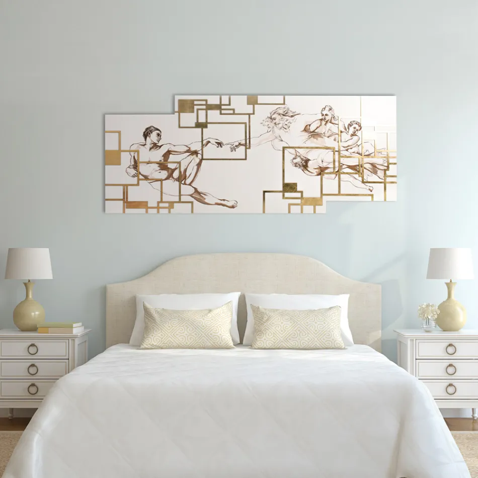 Cuadro realizado con láser que representa la creación Made in Italy - Pirucchio Viadurini