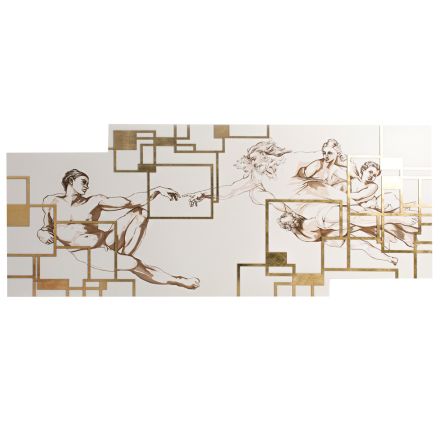 Cuadro realizado con láser que representa la creación Made in Italy - Pirucchio Viadurini