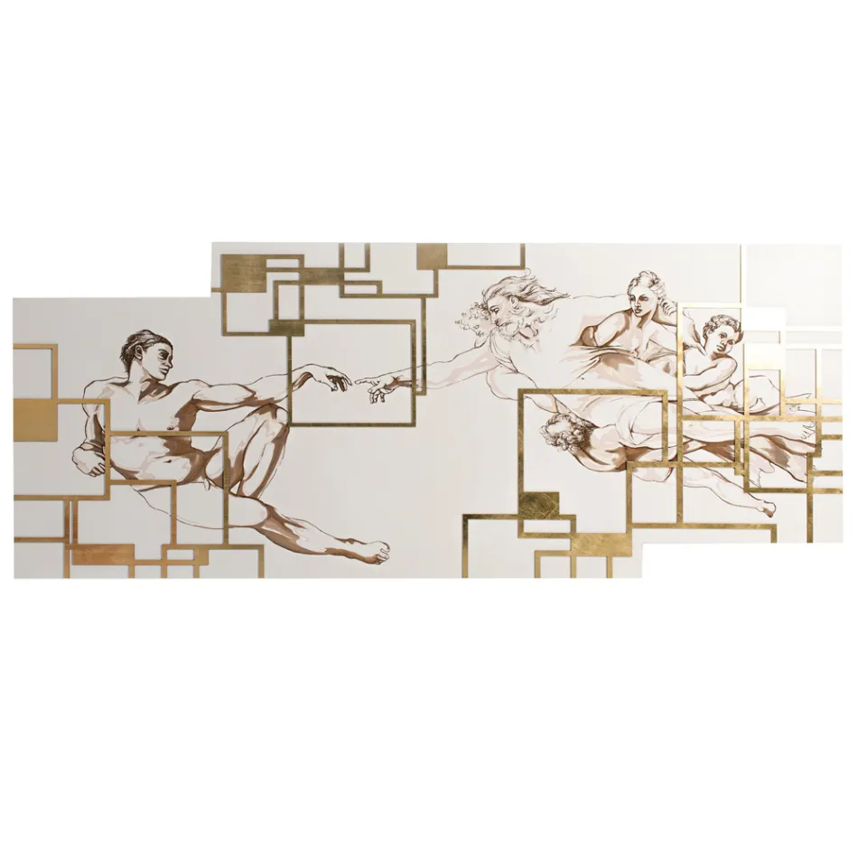 Cuadro realizado con láser que representa la creación Made in Italy - Pirucchio Viadurini