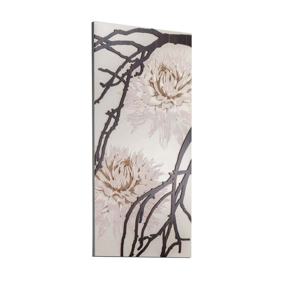 Cuadro Realizado con Láser con Flor de Dalia Made in Italy - Taka Viadurini