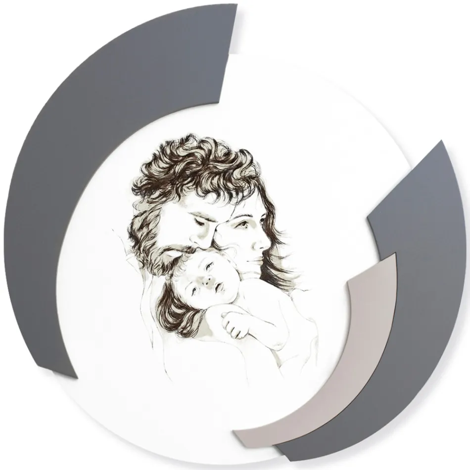 Cuadro Redondo Made in Laser de la Familia Made in Italy - Margherita Viadurini