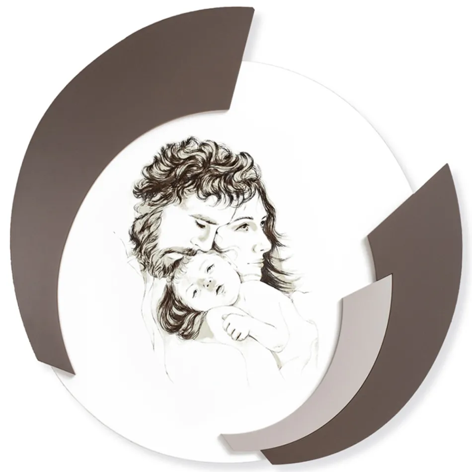 Cuadro Redondo Made in Laser de la Familia Made in Italy - Margherita Viadurini