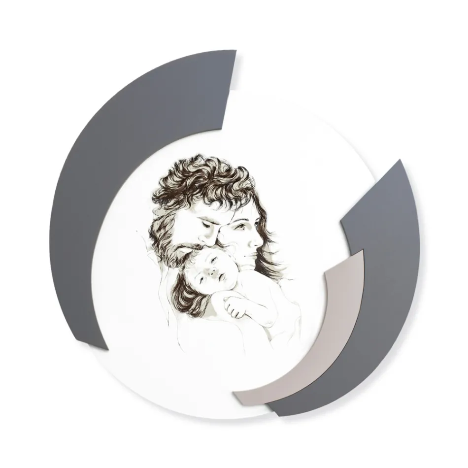 Cuadro Redondo Made in Laser de la Familia Made in Italy - Margherita Viadurini